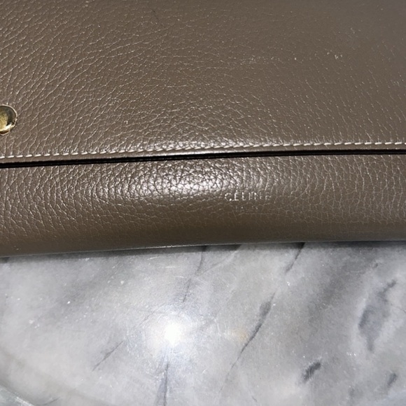Céline Authentic Long Wallet Taupe & Yellow  Famous Celine Leather EUC - Picture 3 of 14